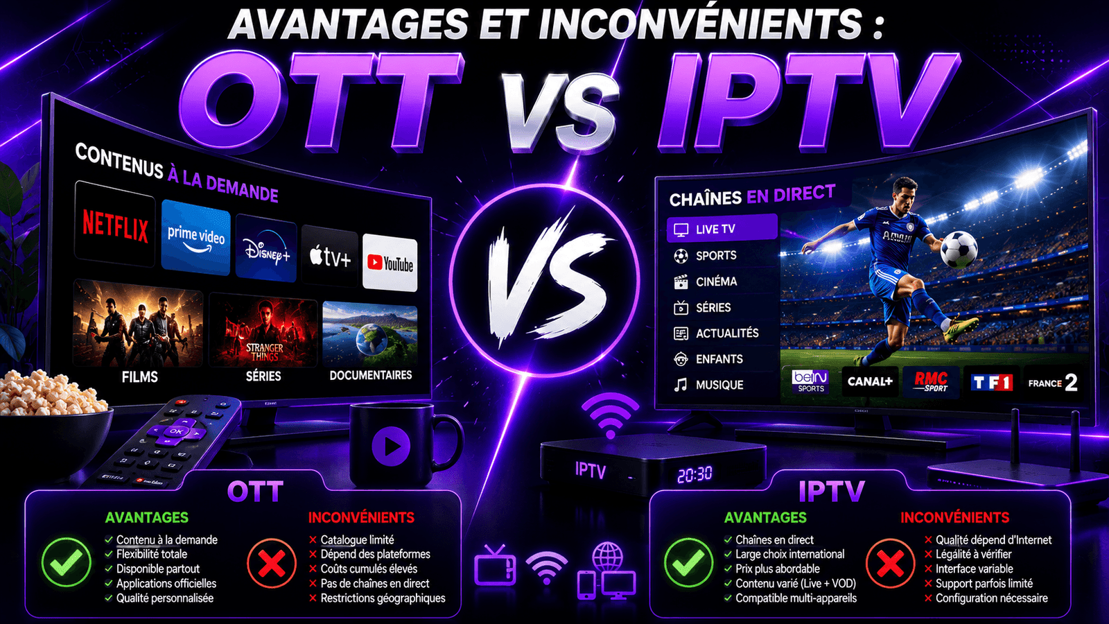 Avantages et inconvénients OTT vs IPTV